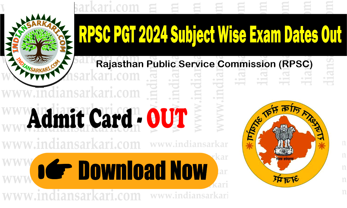 RPSC RPSC PGT 2024 Subject Wise Exam Dates Out