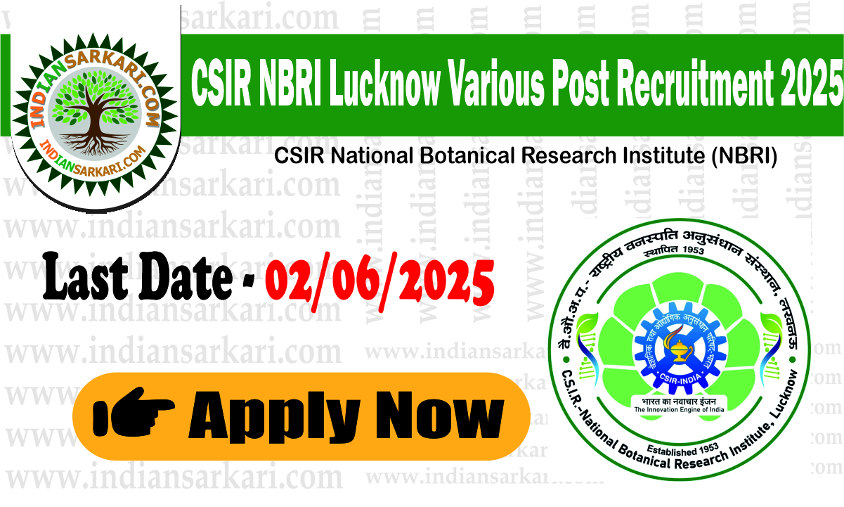 CSIR NBRI Lucknow Various Post Recruitment 2025