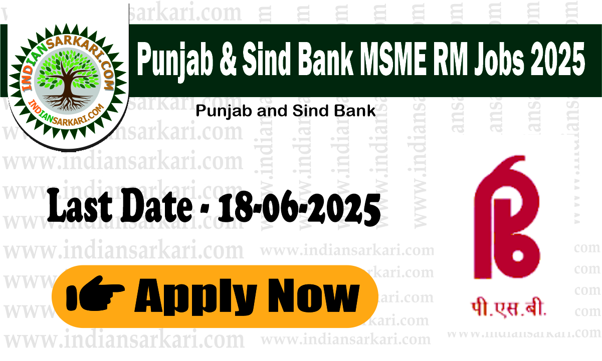 Punjab & Sind Bank MSME RM Jobs 2025 Apply Now