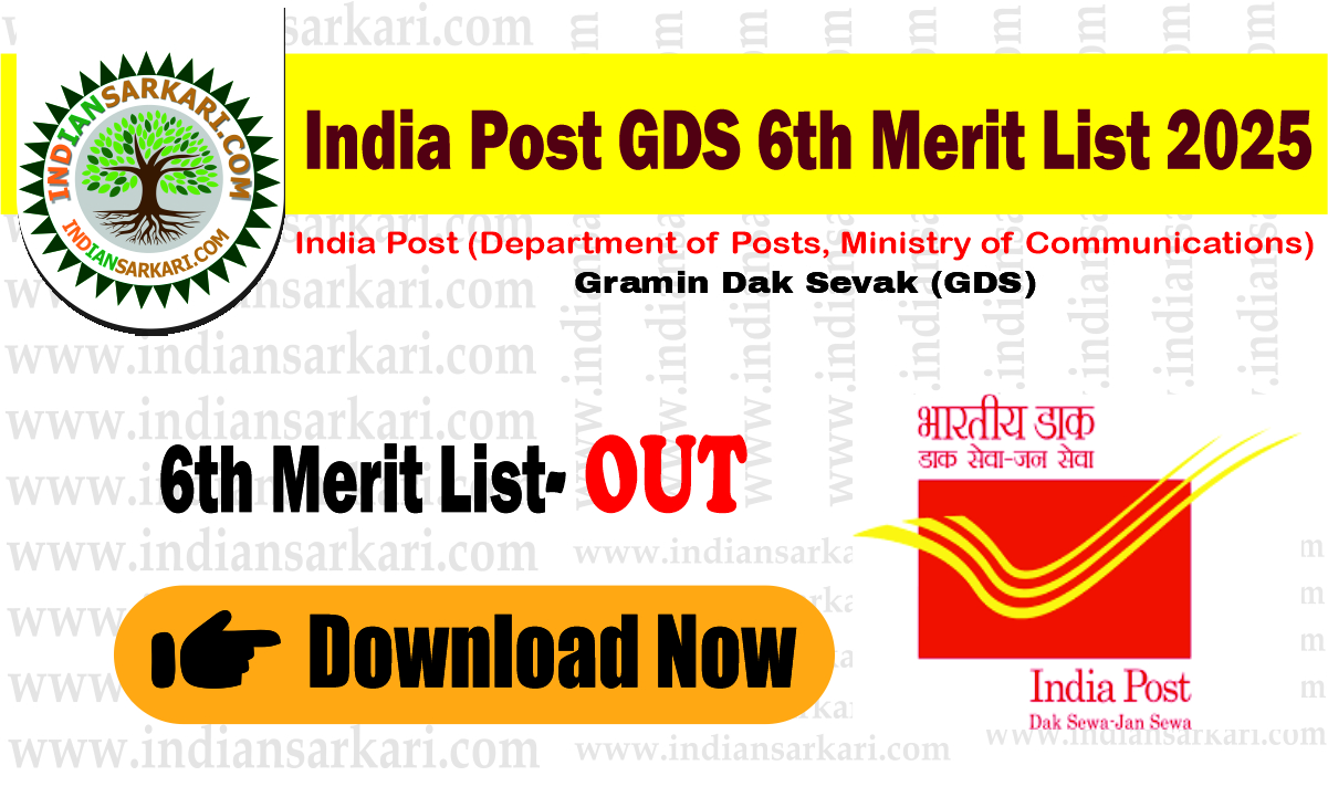 India Post GDS 6th Merit List 2025 PDF Released