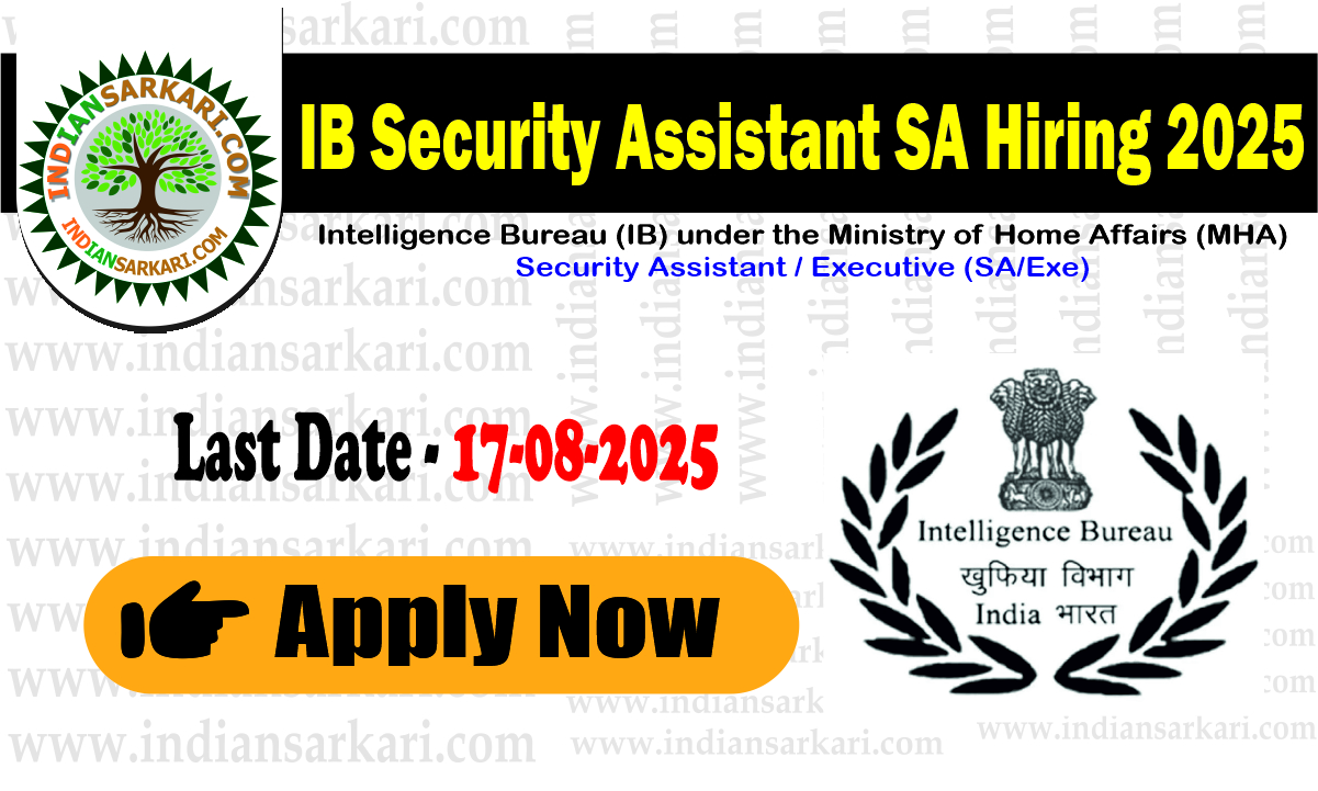 IB Security Assistant SA Hiring 2025