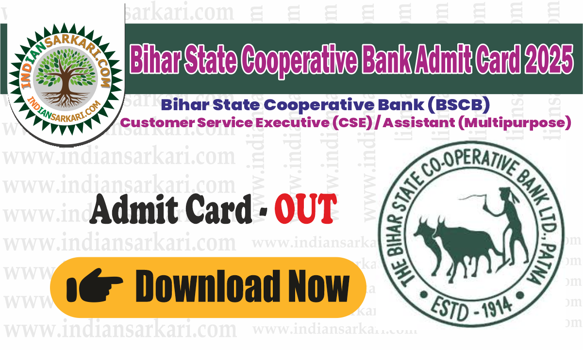 Bihar State Cooperative Bank Admit Card 2025 OUT