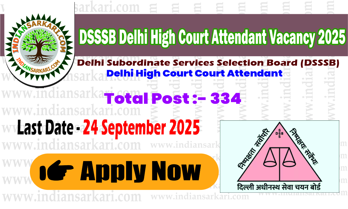 DSSSB Delhi High Court Attendant Vacancy 2025