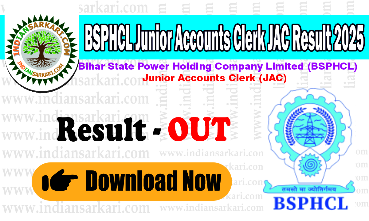 BSPHCL Junior Accounts Clerk JAC Result 2025