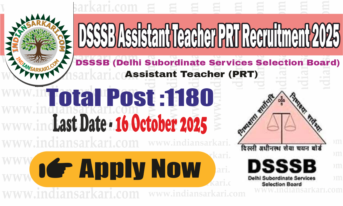 DSSSB Assistant Teacher PRT Recruitment 2025