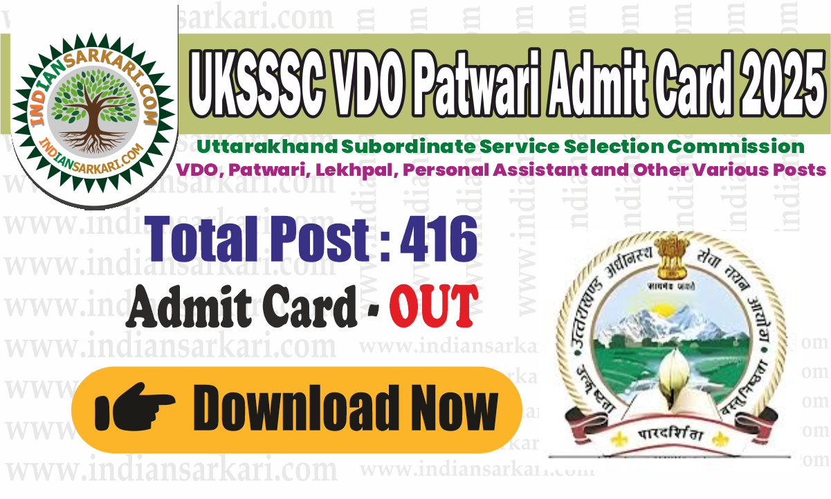 UKSSSC VDO Patwari Admit Card 2025