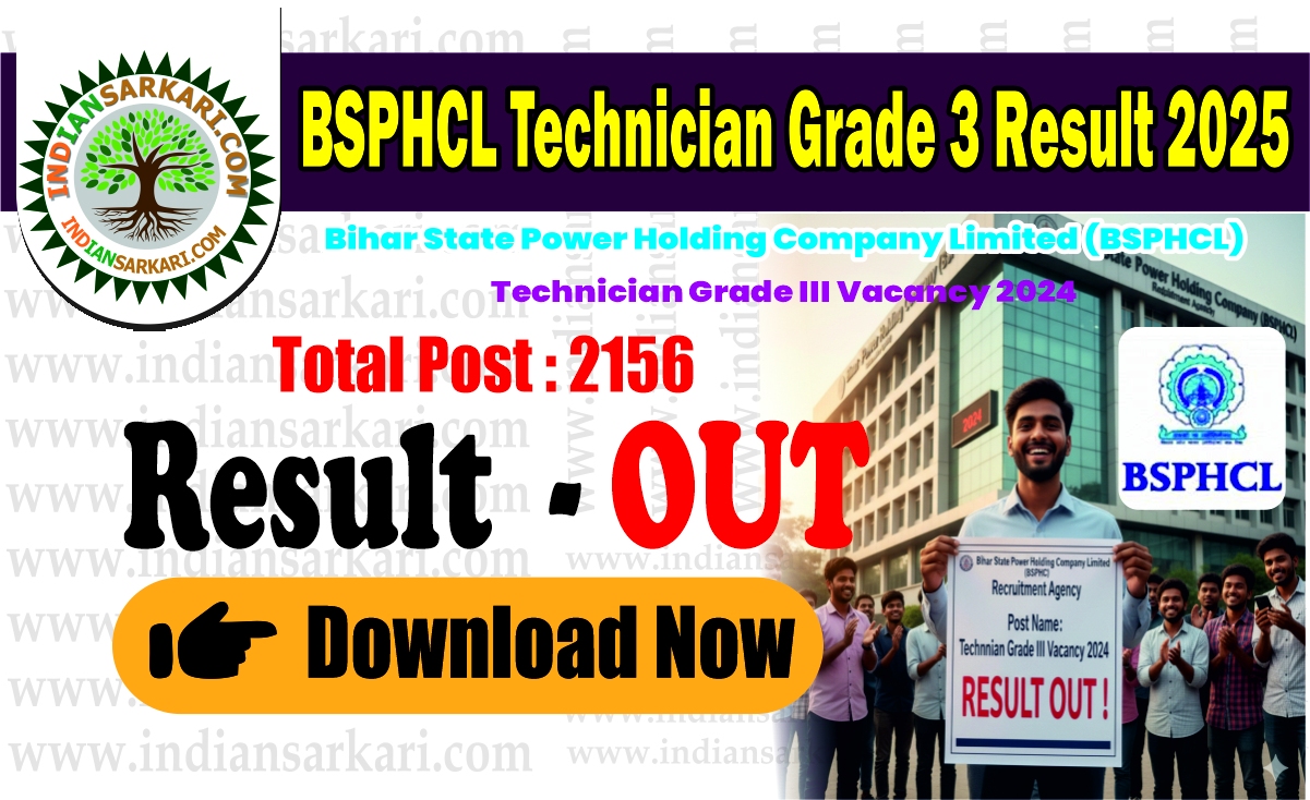BSPHCL Technician Grade 3 Result 2025