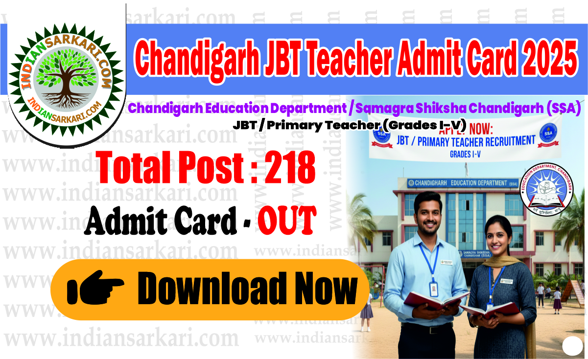 Chandigarh JBT Teacher Admit Card 2025