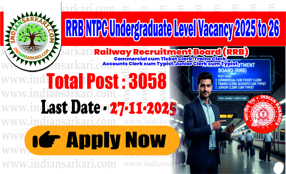 RRB NTPC Undergraduate Level Vacancy 2025 to 26