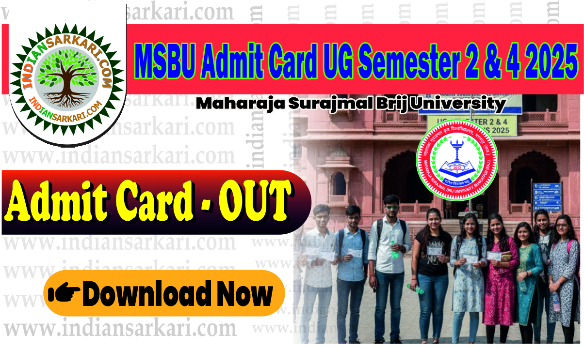 MSBU Admit Card UG Semester 2 and 4 2025