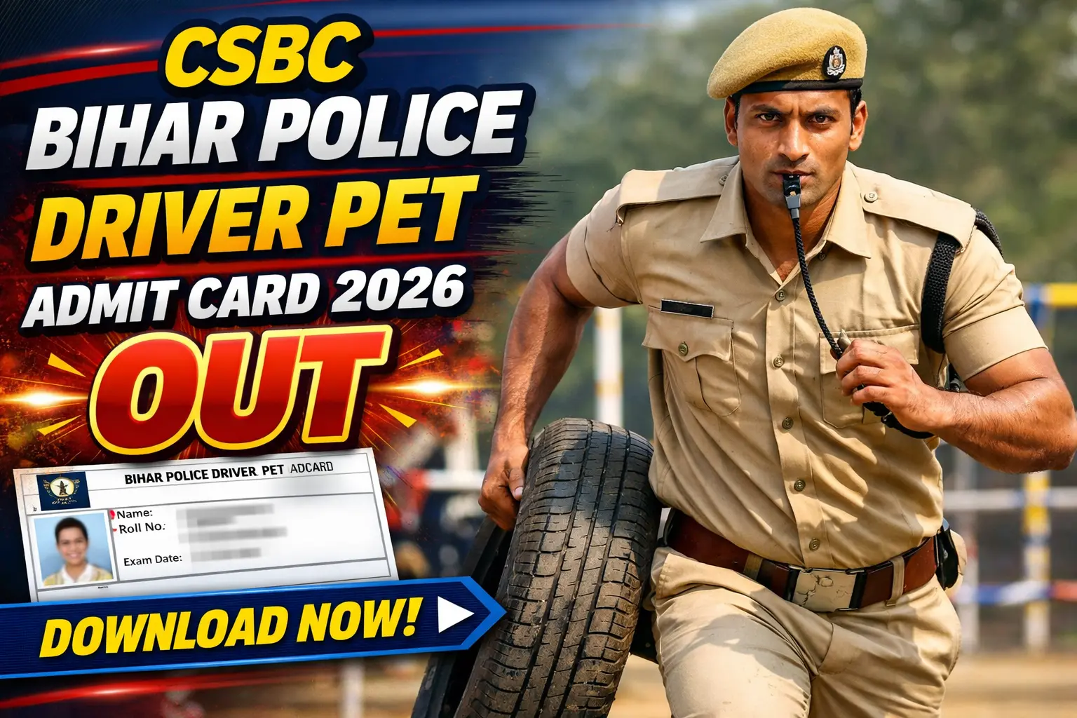 CSBC Bihar Police Driver PET Admit Card 2026