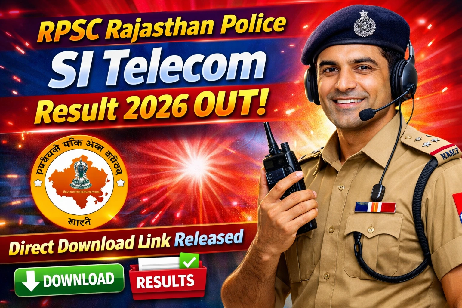 RPSC Rajasthan Police SI Telecom Result 2026