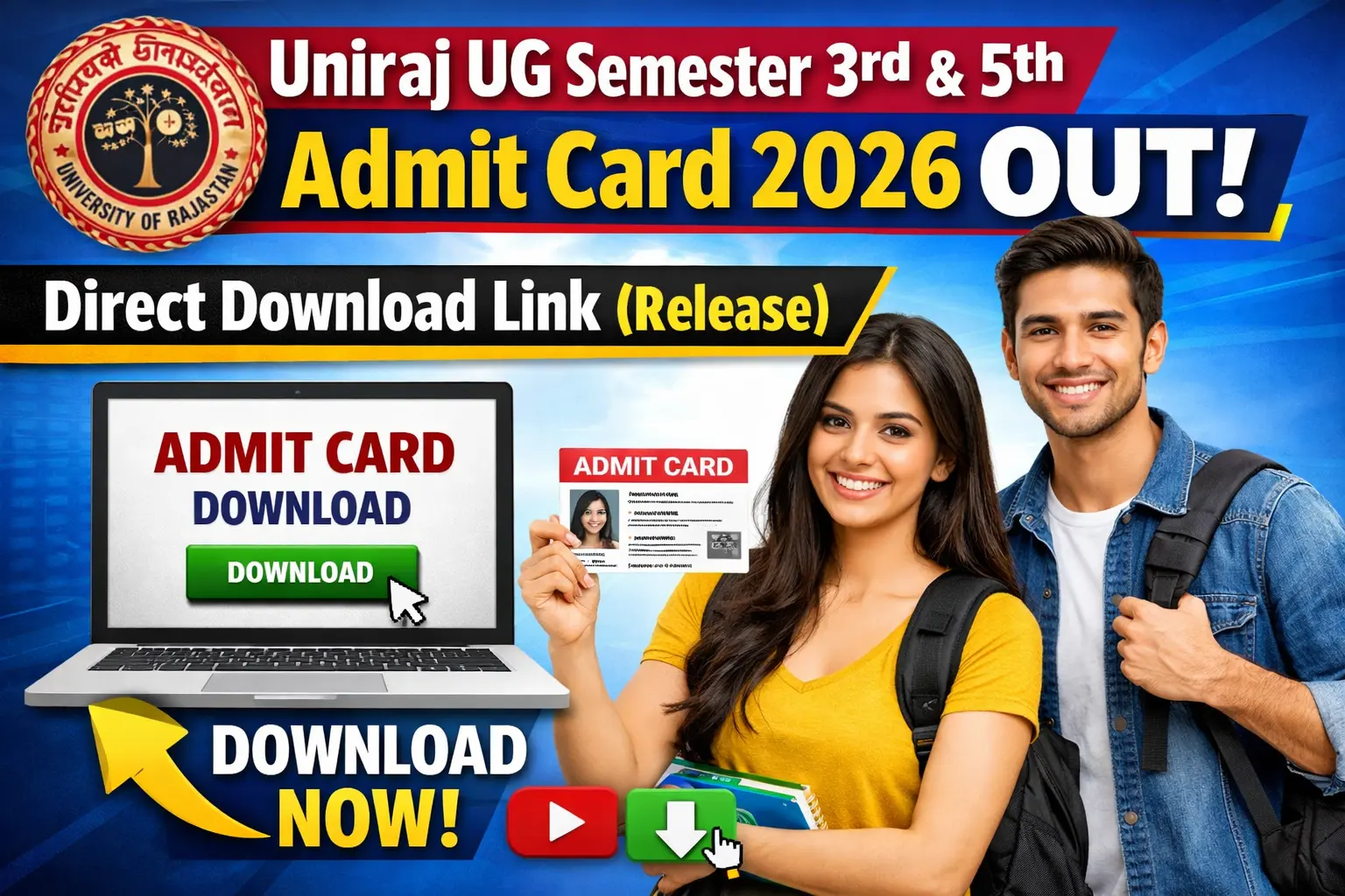 Uniraj UG Semester 3rd and 5th Admit Card 2026