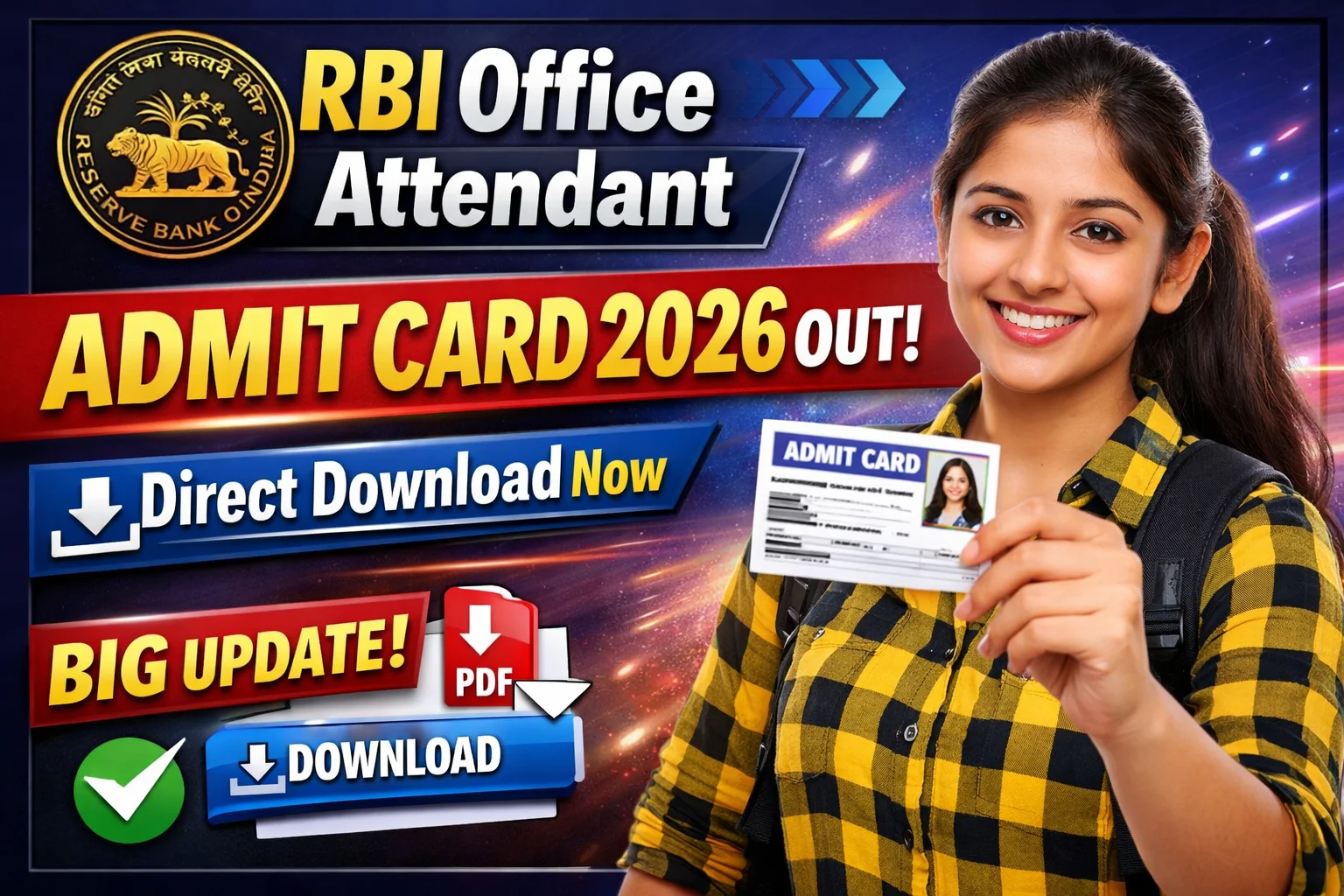 RBI Office Attendant Admit Card 2026