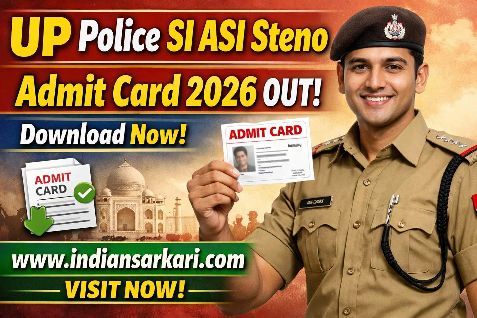UP Police SI ASI Steno Test Admit Card 2026