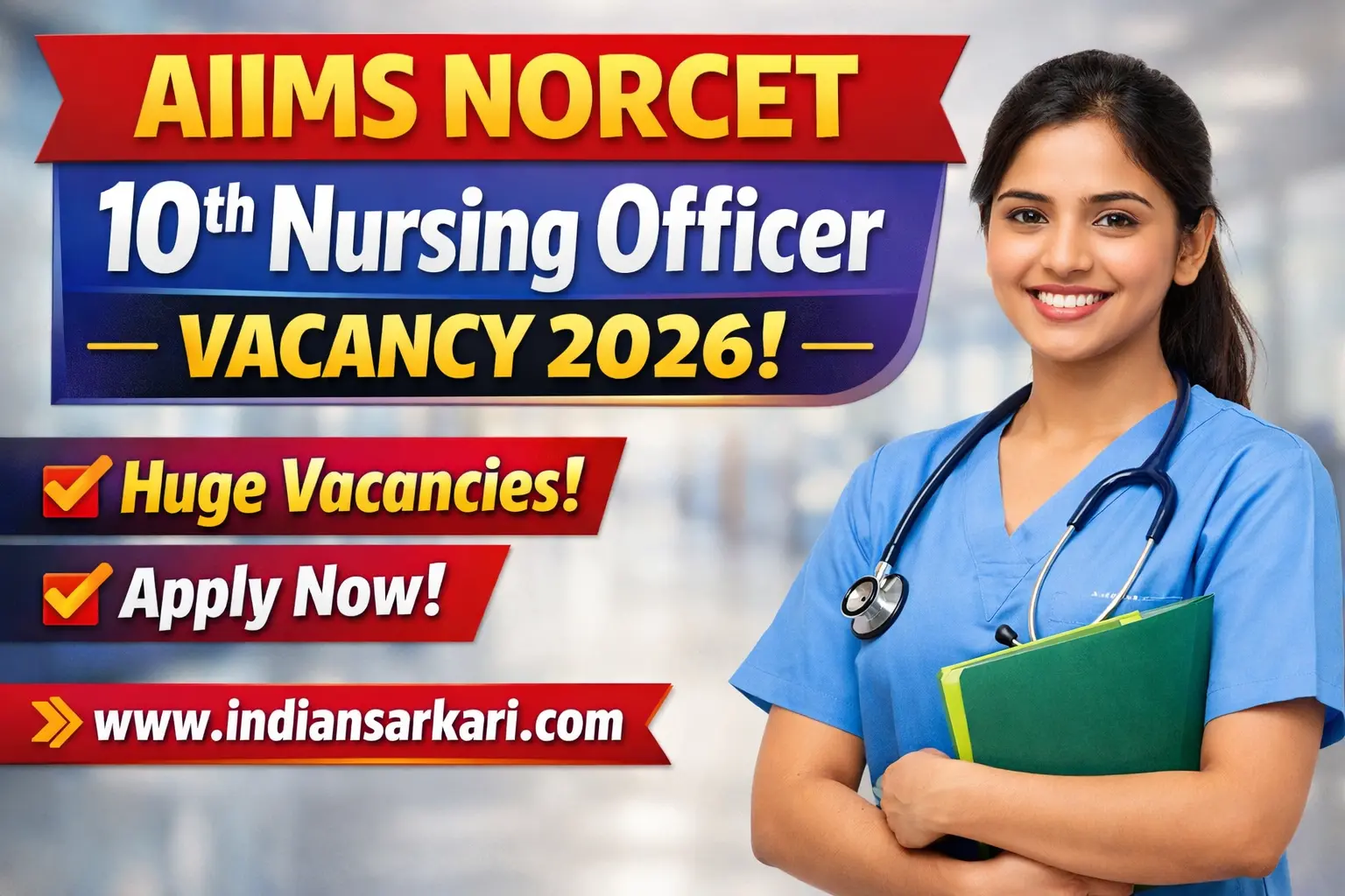 AIIMS NORCET 10th Nursing Officer Vacancy 2026