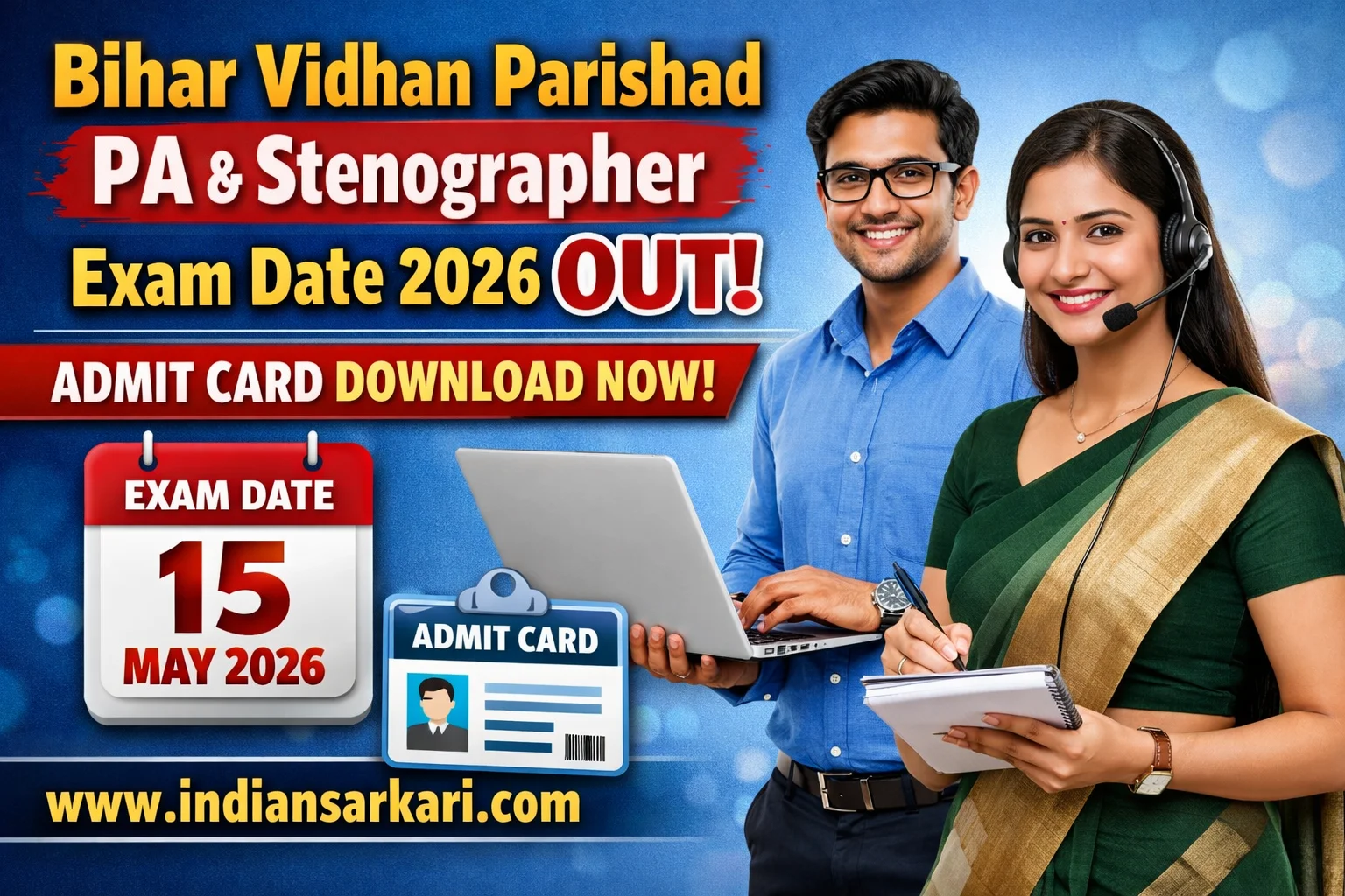 Bihar Vidhan Parishad PA and Stenographer Exam Date 2026