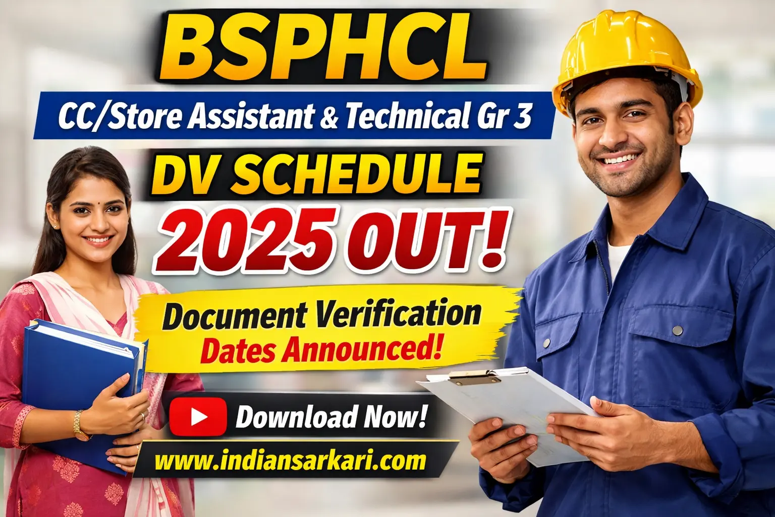 BSPHCL CC Store Assistant & Technical Gr 3 DV Schedule 2025