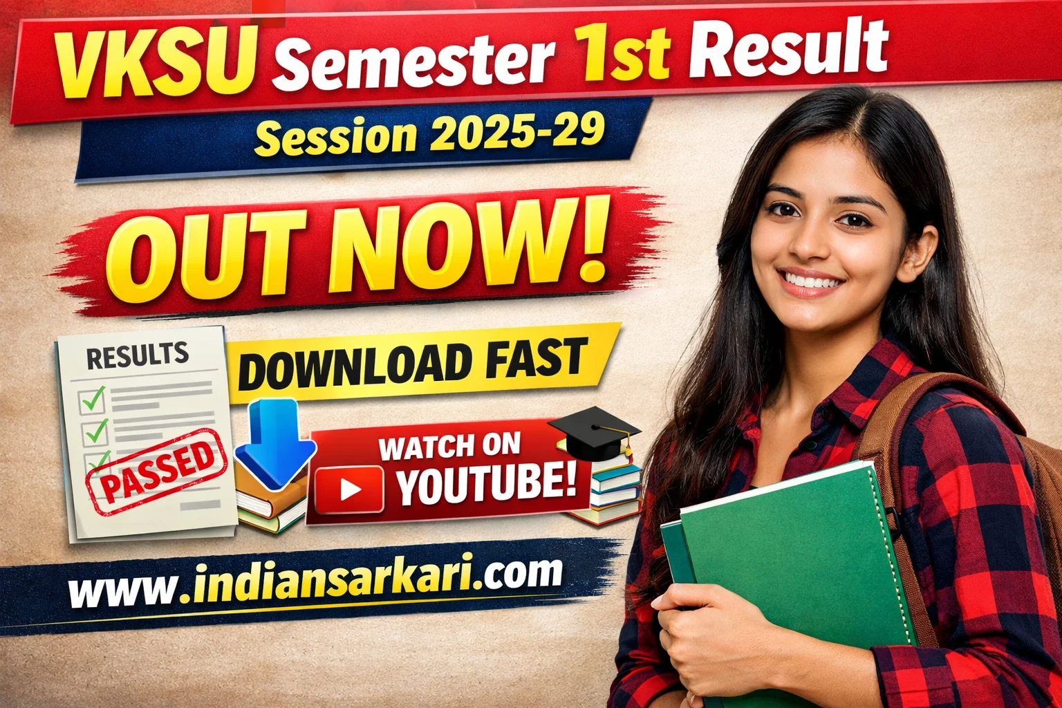 VKSU Semester 1st Result Session 2025 to 29