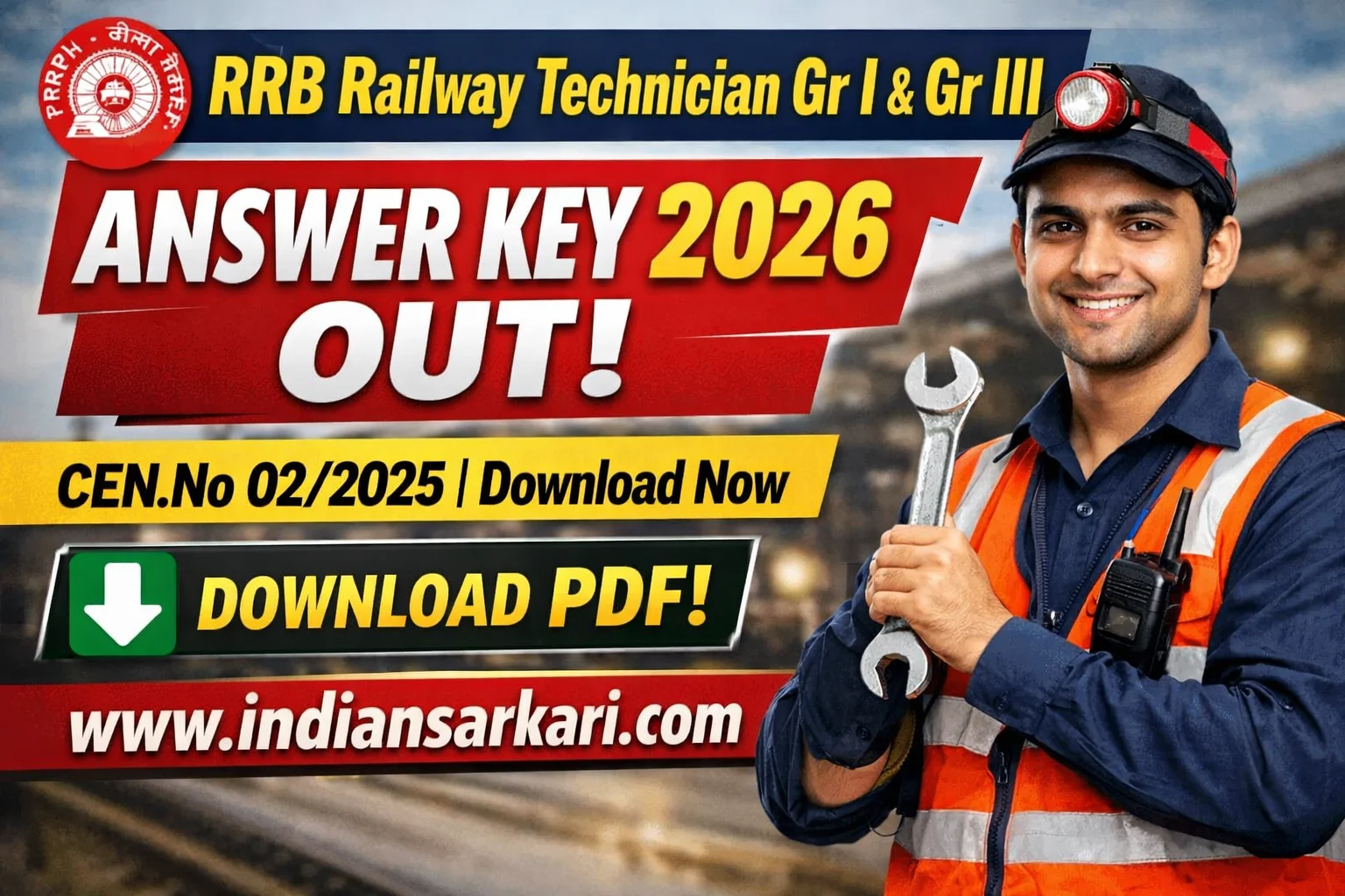 RRB Technician CEN.No 02/2025 Answer Key 2026