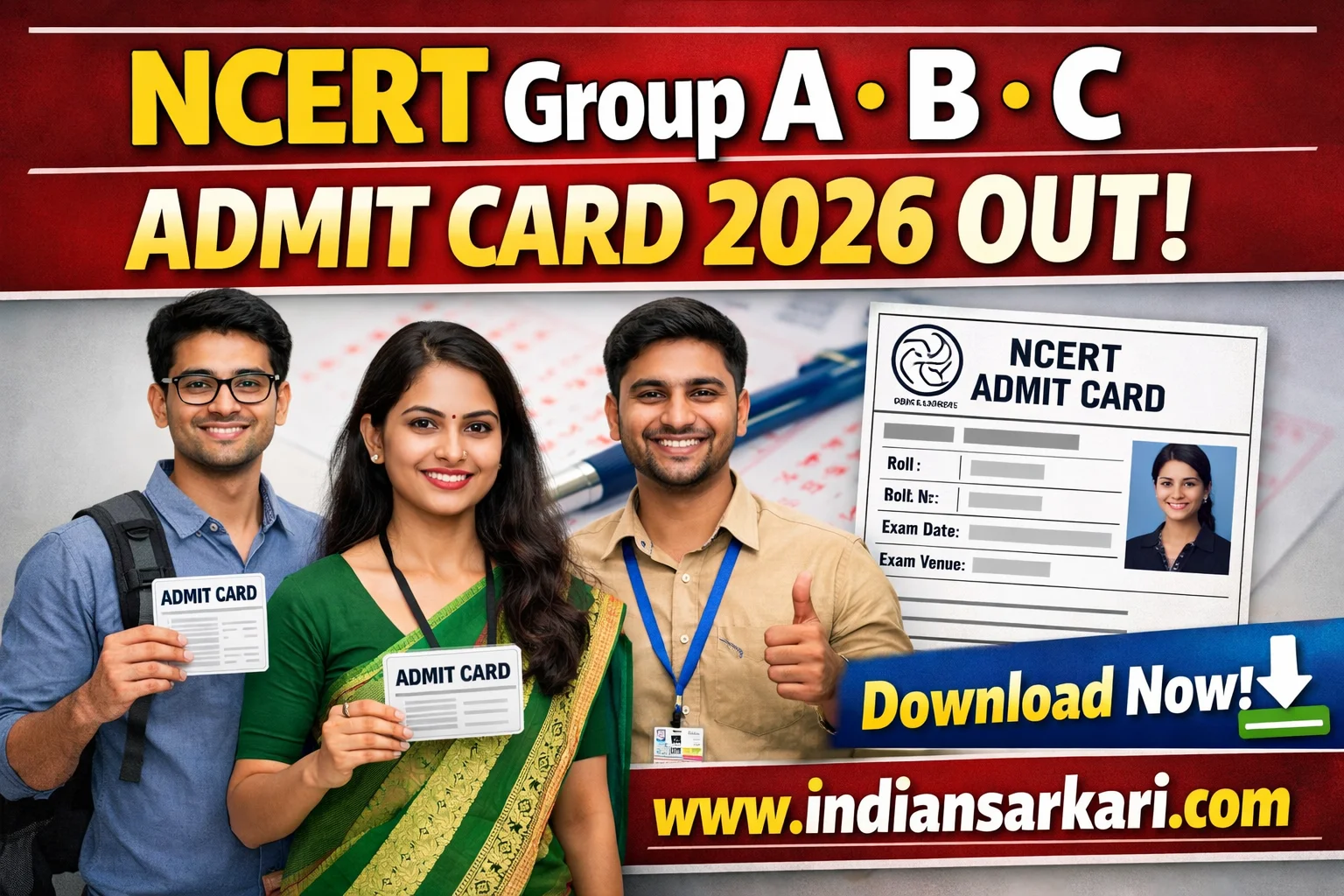 NCERT Group A B C Admit Card 2026
