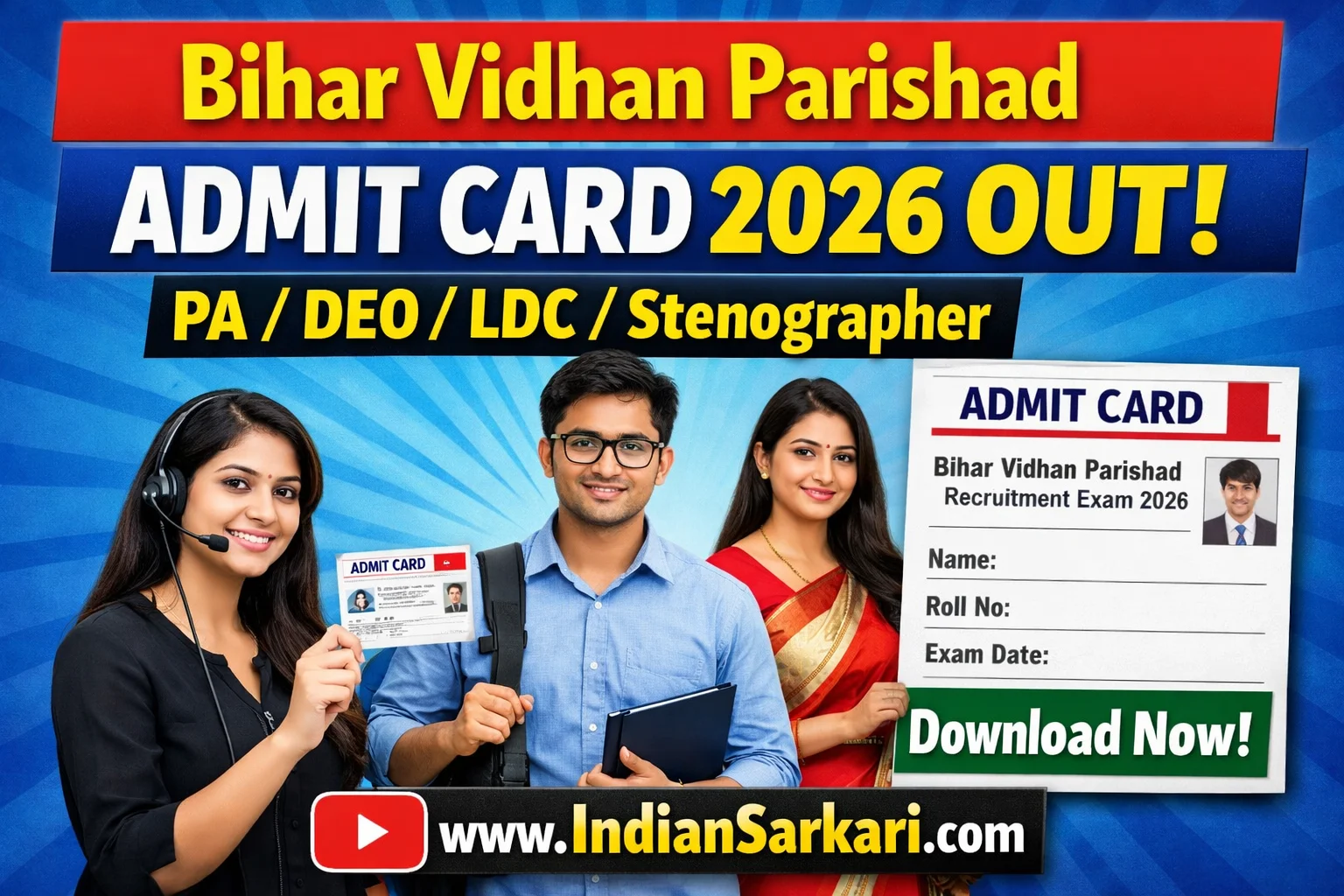 Bihar Vidhan Parishad Admit Card 2026