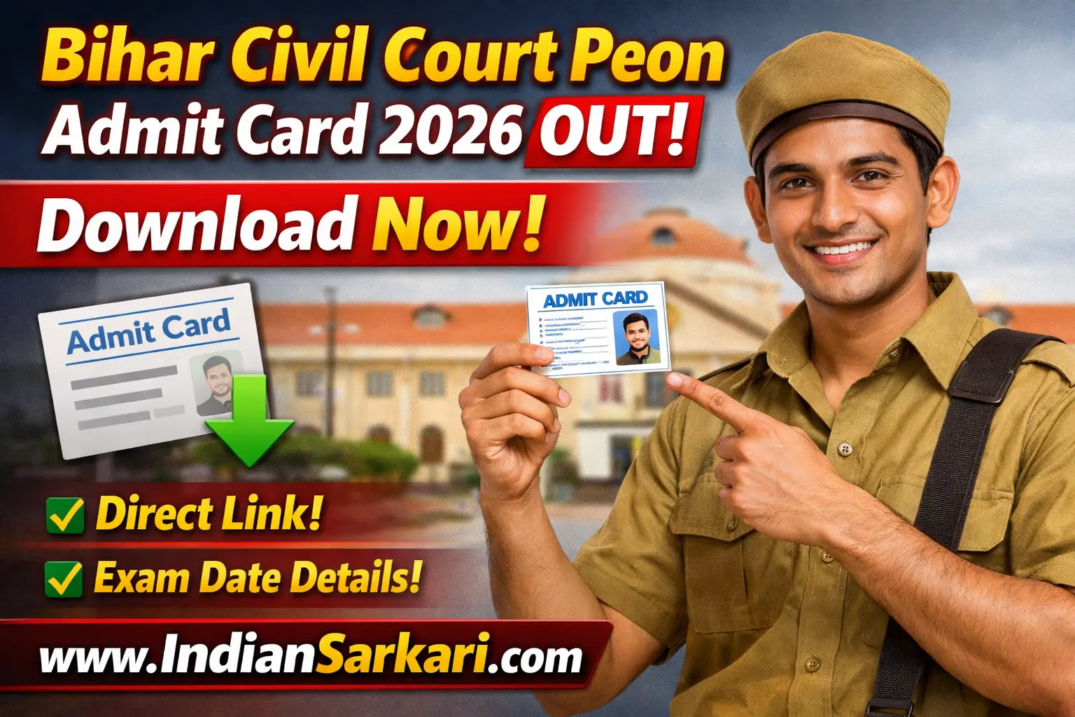 Bihar Civil Court Peon Admit Card 2026