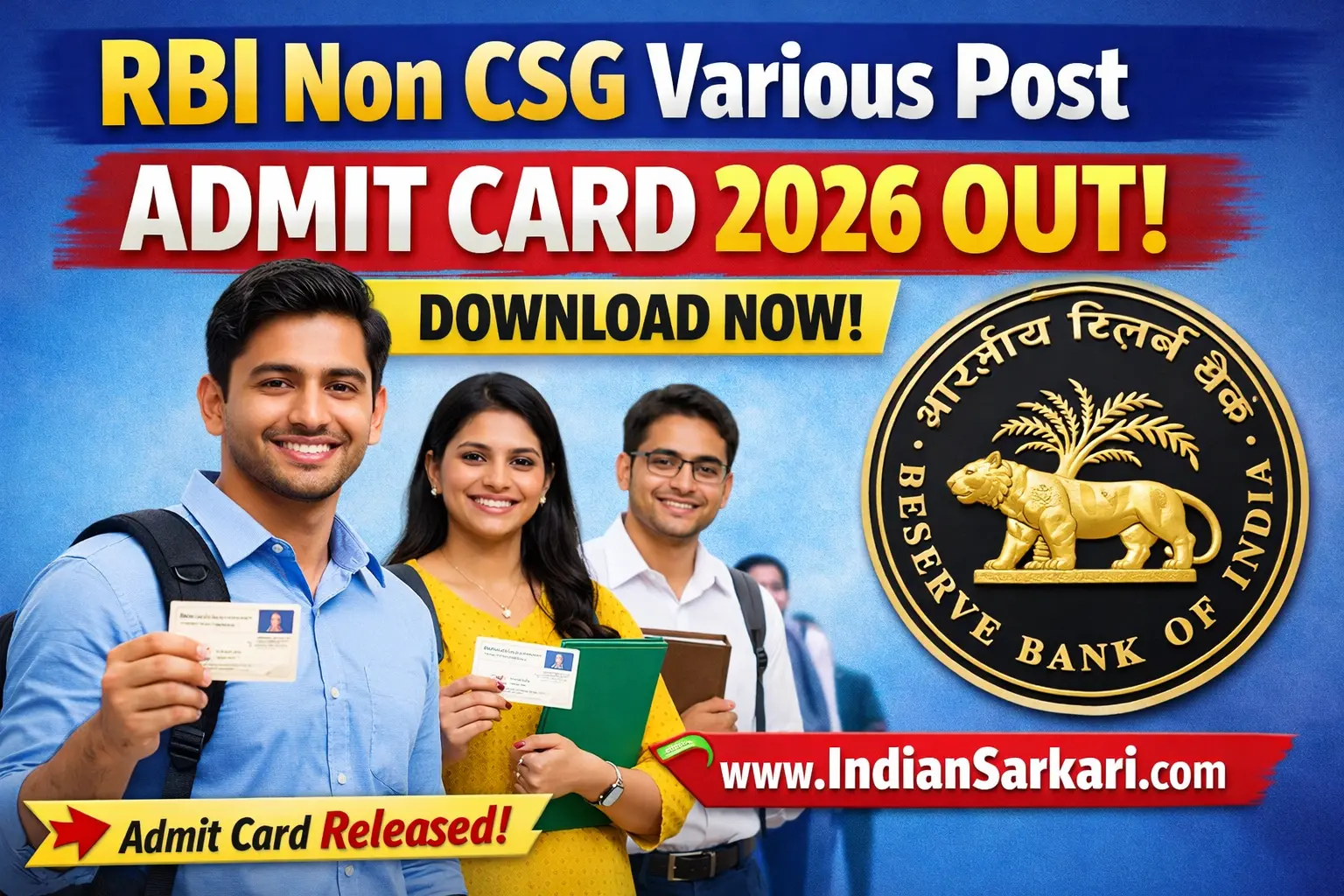 RBI Non CSG Various Post Admit Card 2026