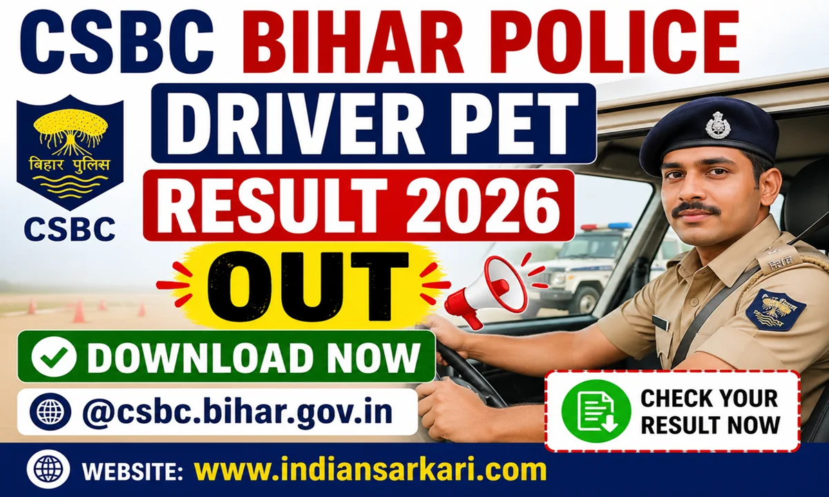 CSBC Bihar Police Driver PET Result 2026