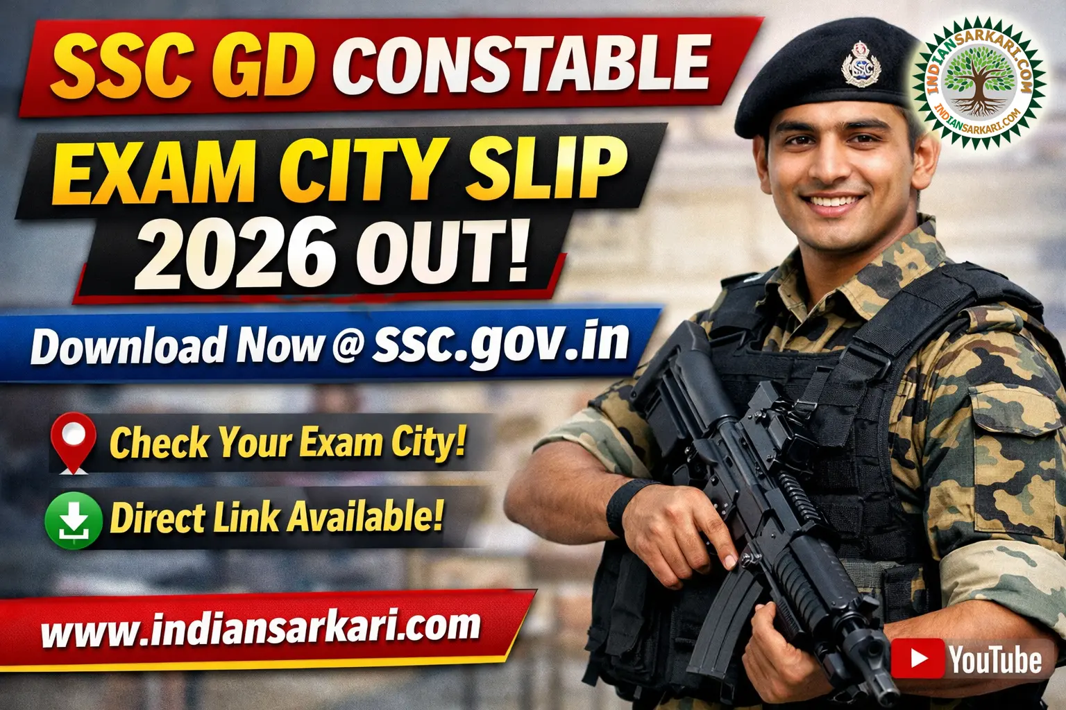 SSC GD Constable Exam City Slip 2026
