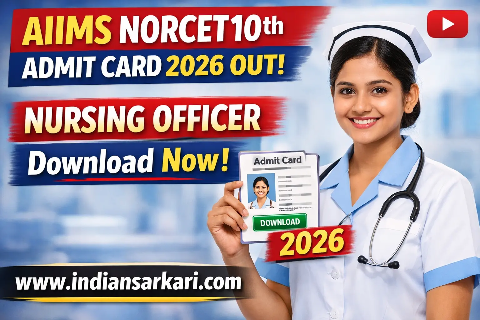 AIIMS NORCET 10th Admit Card 2026