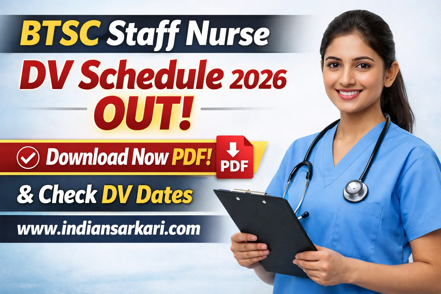 BTSC Staff Nurse DV Schedule 2026