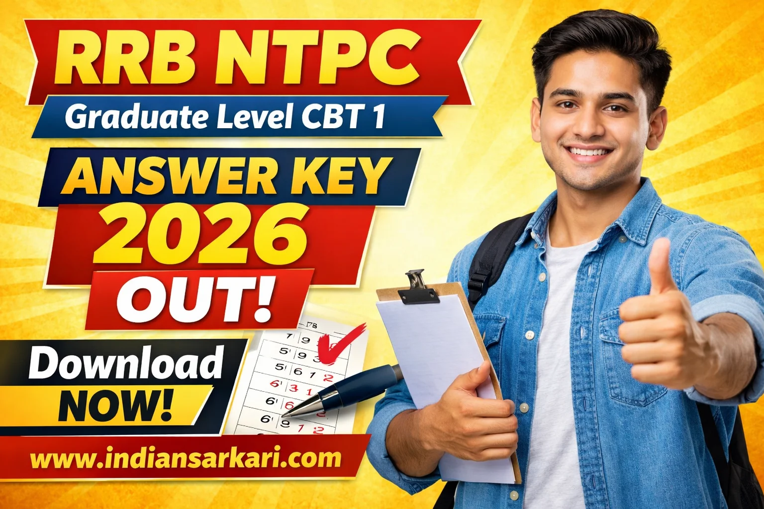 RRB NTPC Graduate Level CBT 1 Answer Key 2026