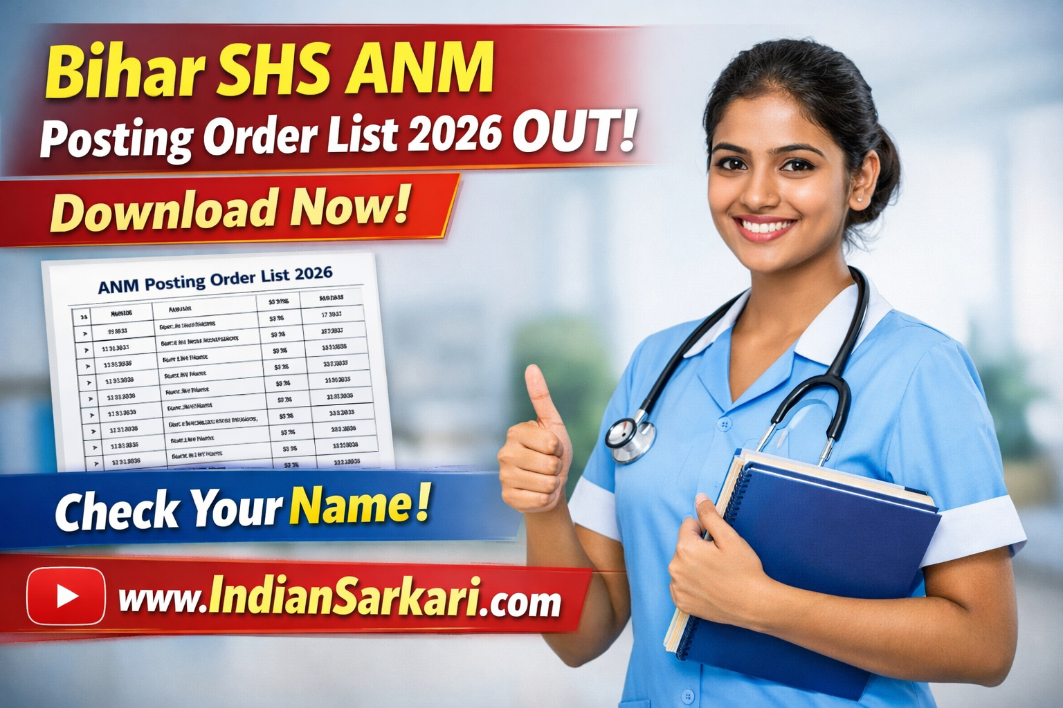 Bihar SHS ANM Posting Order List 2026
