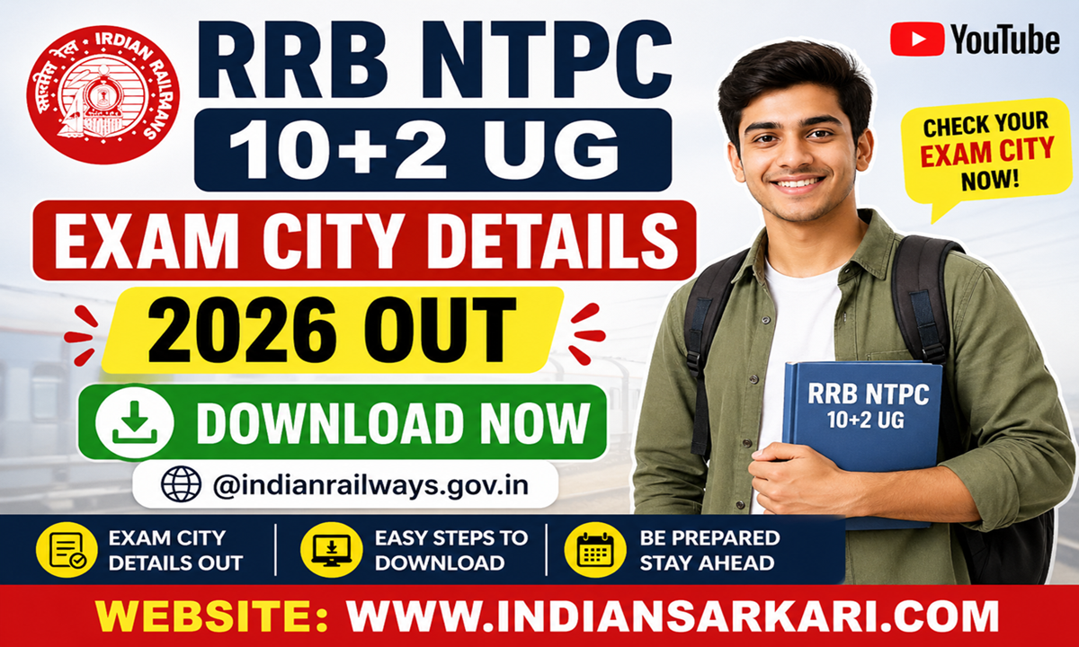 RRB NTPC 10+2 UG Exam City Details 2026
