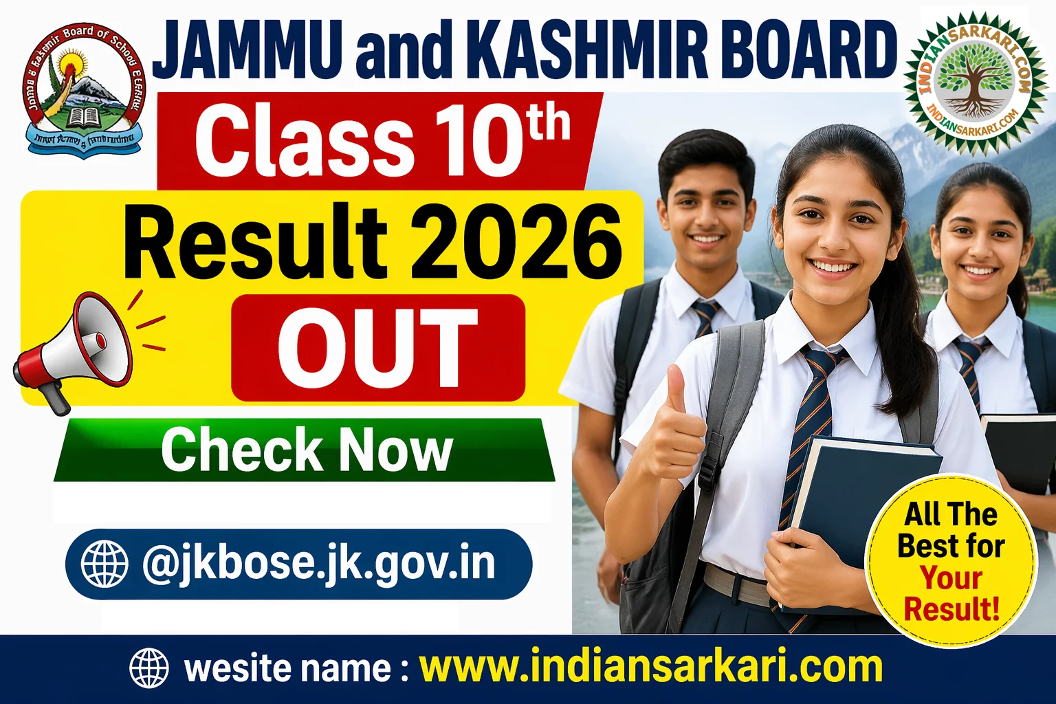 JAMMU and KASHMIR BOARD Class 10th Result 2026