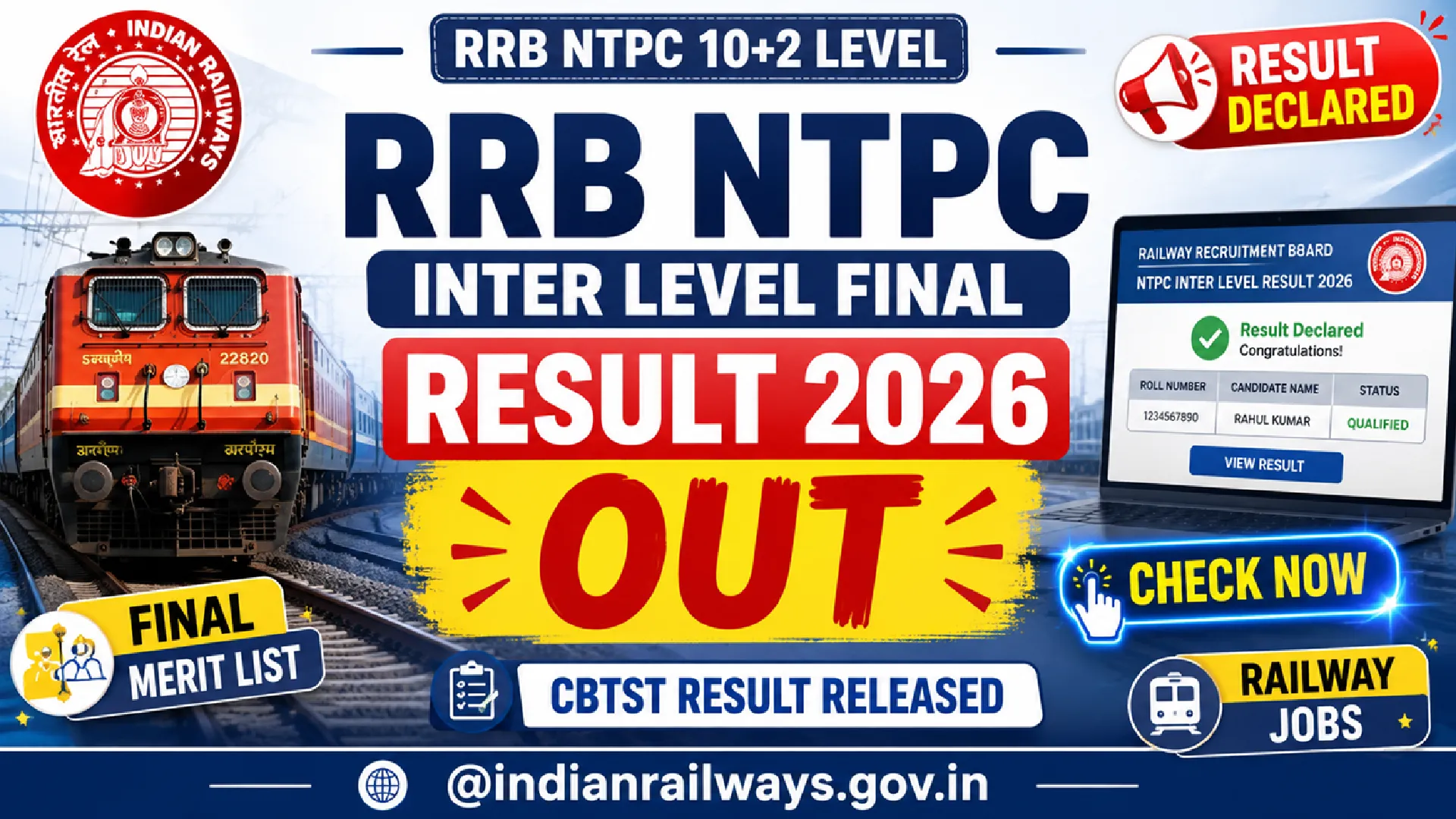 RRB NTPC Inter Level Final Result 2026