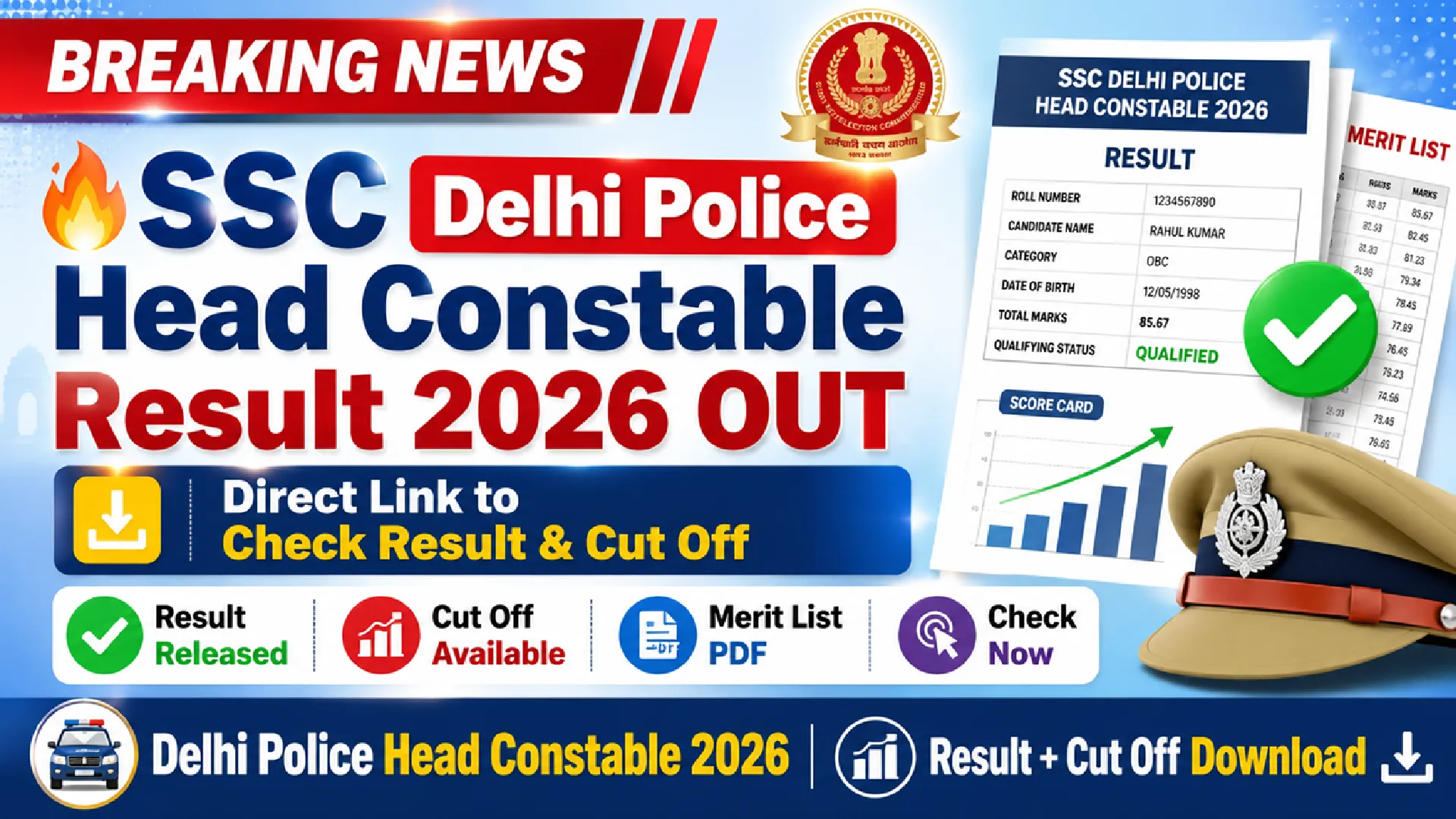 SSC Delhi Police Head Constable Result 2026
