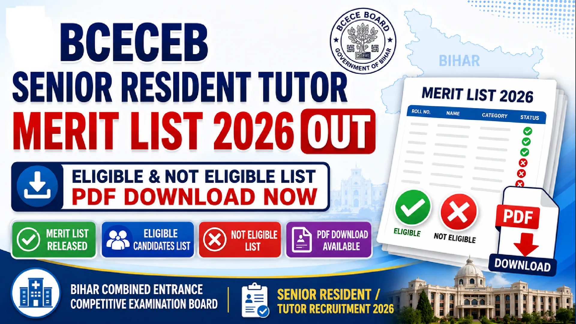 BCECEB Senior Resident Tutor Merit List 2026