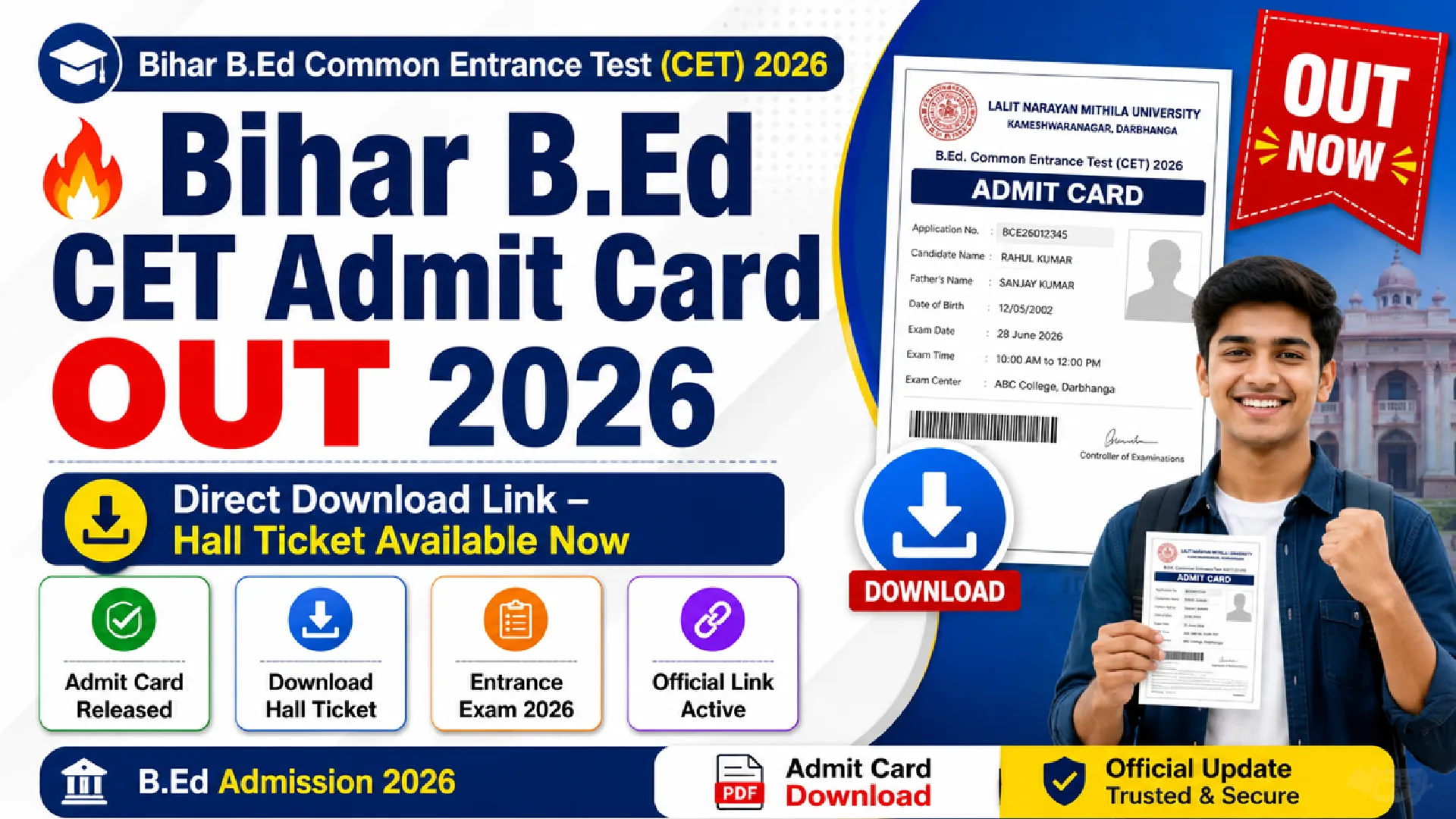 Bihar B.Ed CET Admit Card 2026