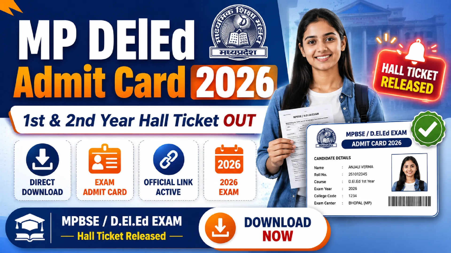 MP DElEd Admit Card 2026