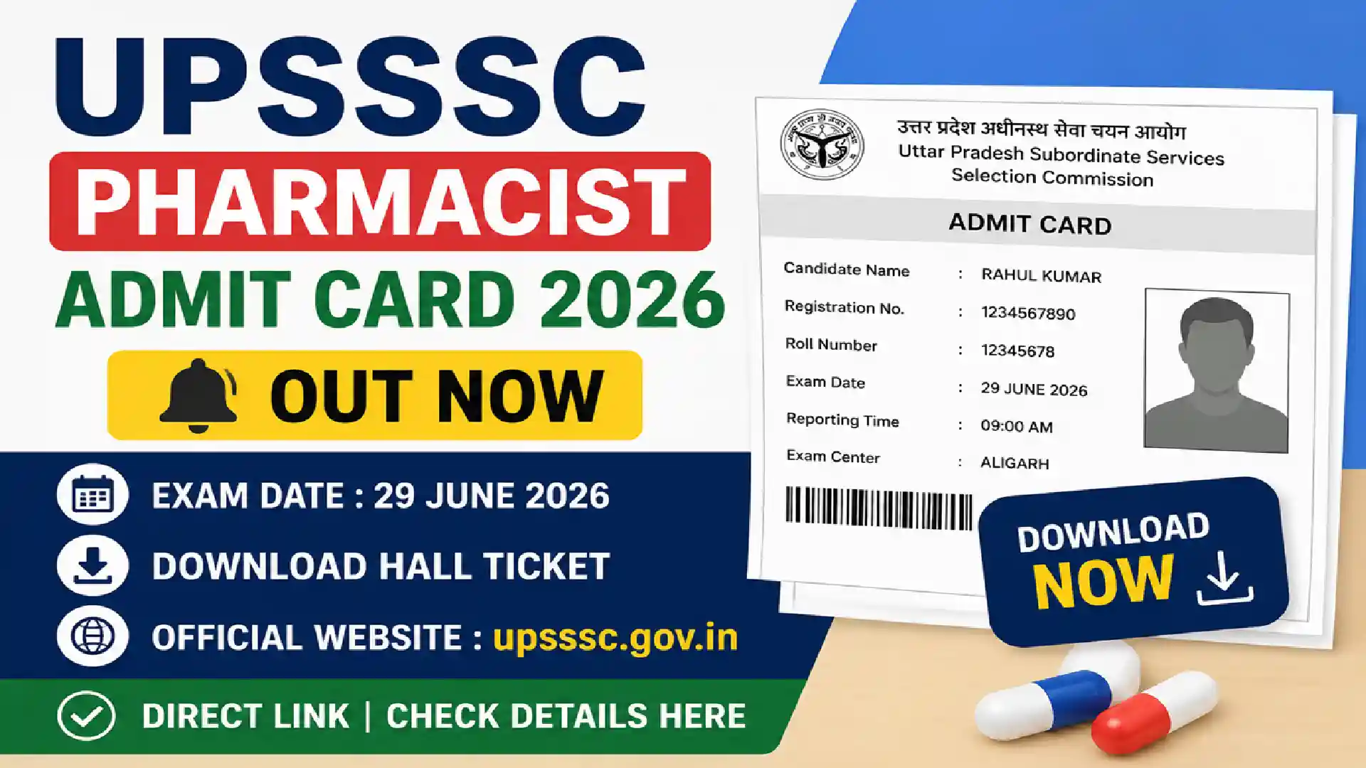 UPSSSC Pharmacist Admit Card 2026