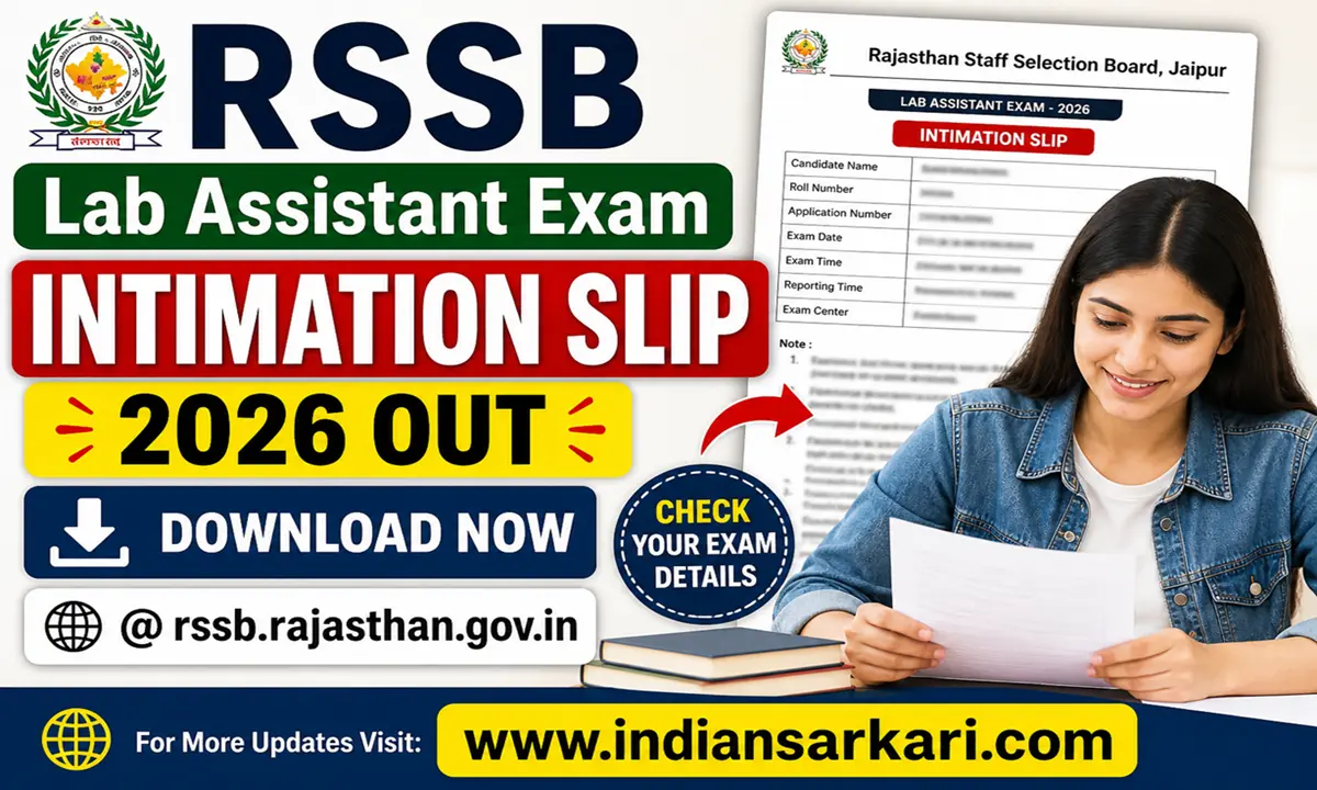 RSSB Lab Assistant Exam Intimation Slip 2026