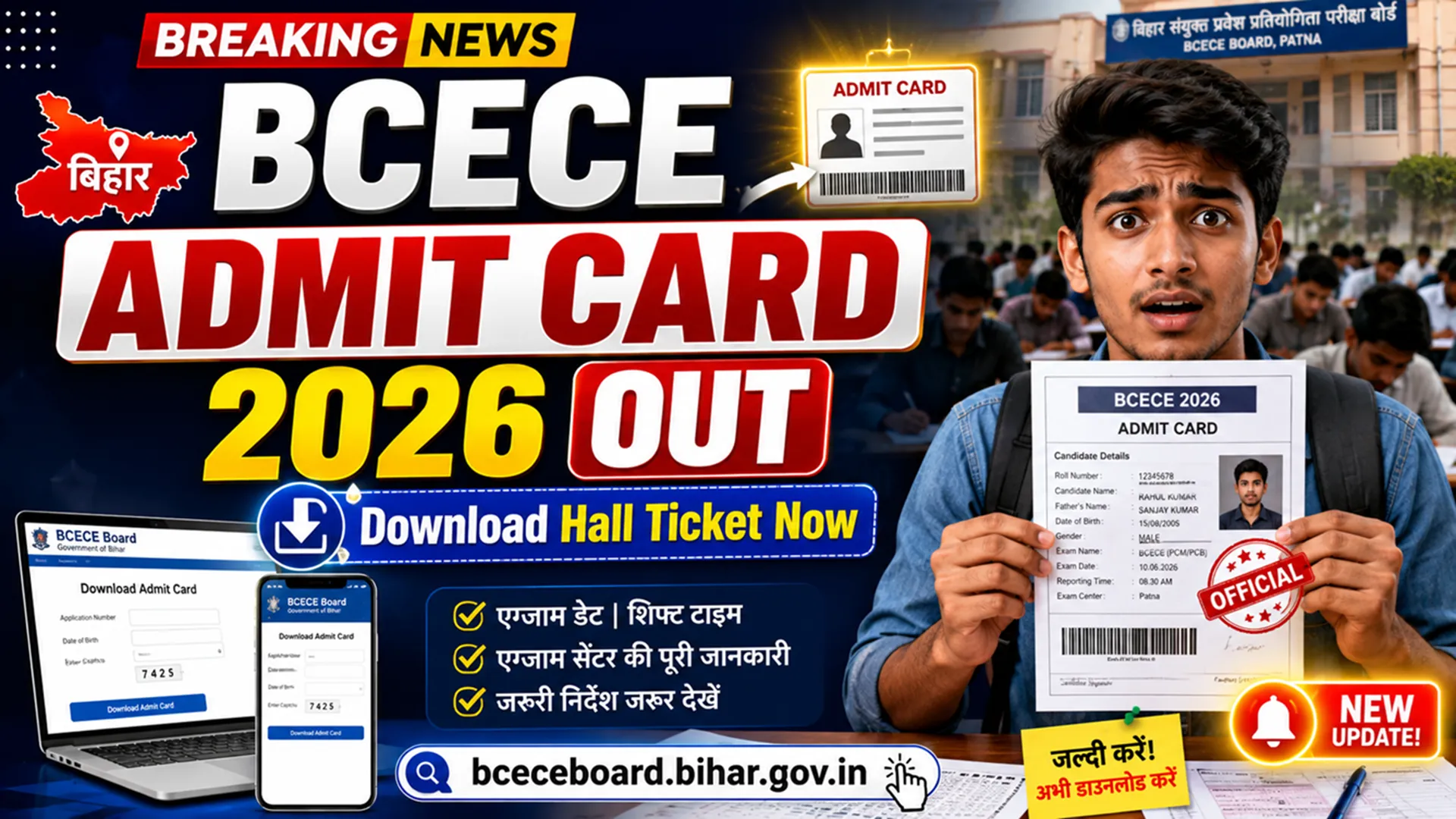 BCECE Admit Card 2026 OUT