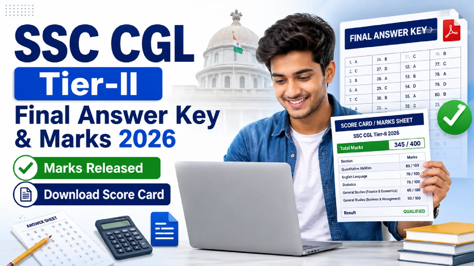 SSC CGL Tier II Final Answer Key & Marks 2026