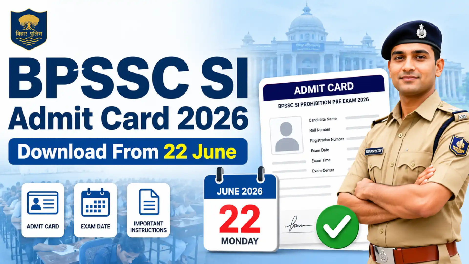 Bihar Police SI Prohibition Pre Admit Card 2026