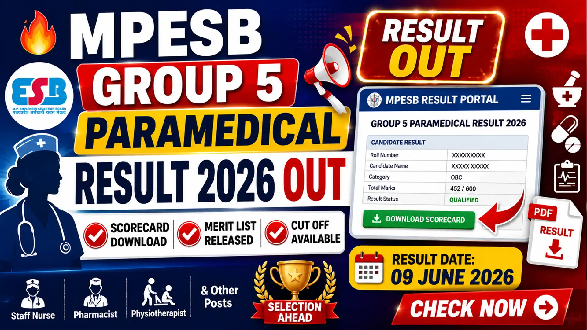 MPESB Group 5 Paramedical Result 2026