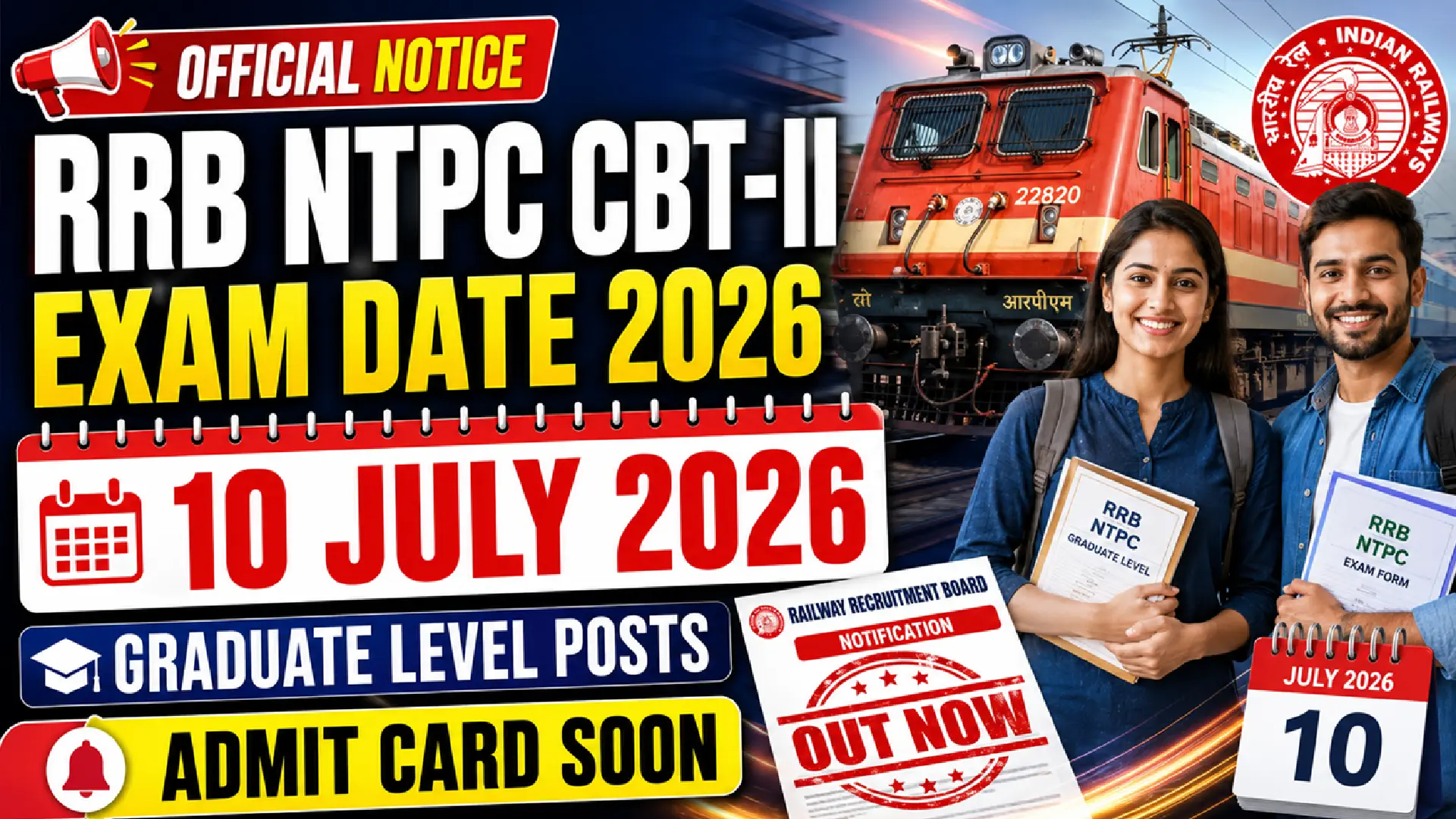RRB NTPC Graduate Level CBT 2 Exam Date 2026