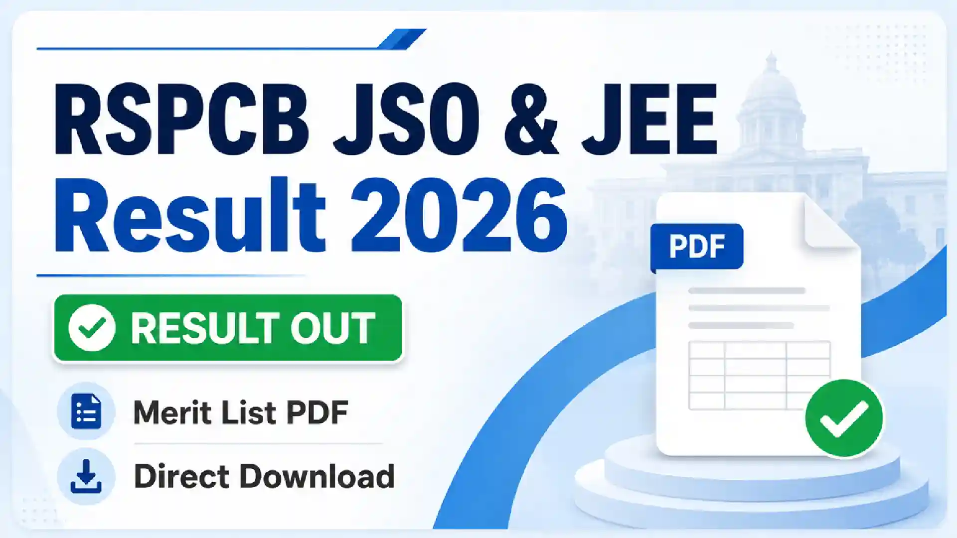 RSPCB JSO & JEE Result 2026