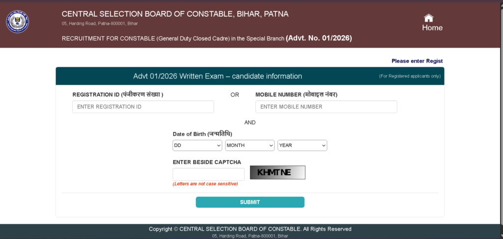 Bihar Police Constable GD Admit Card 2026 download process